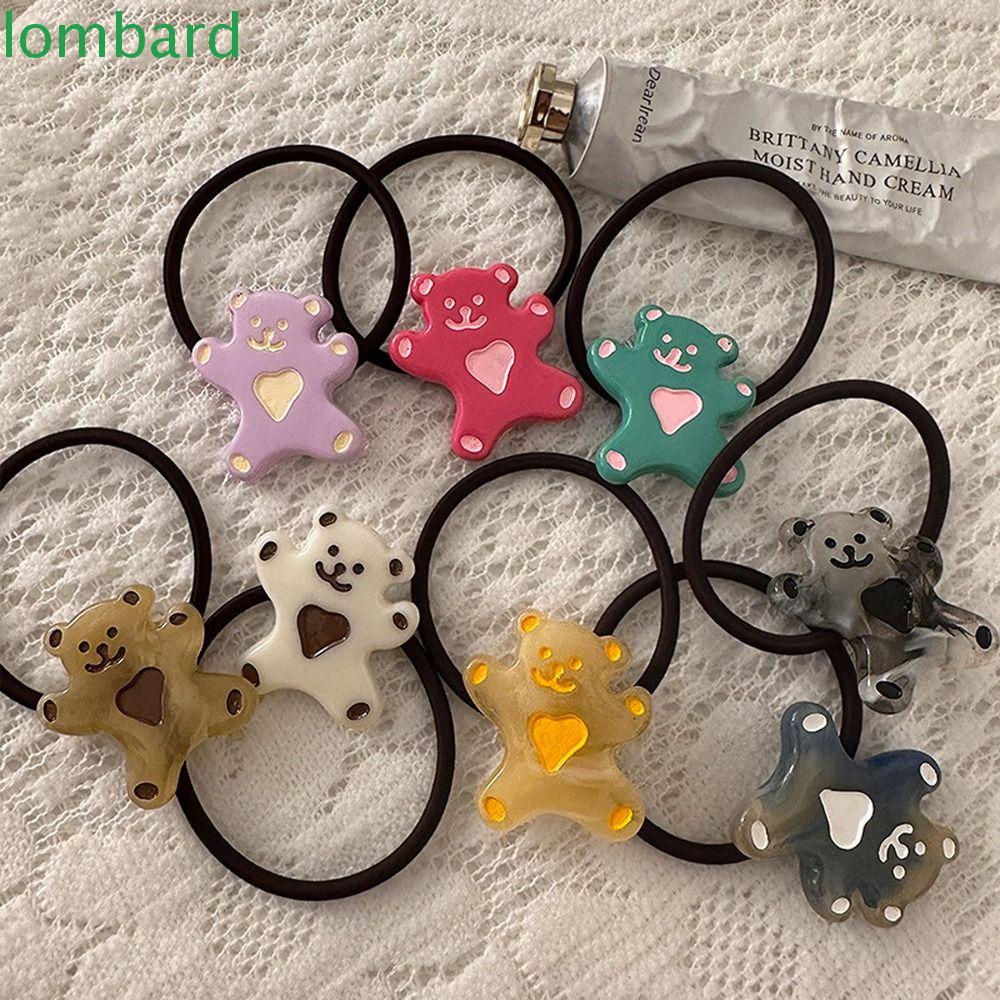 LOMBARD Dây Cột Tóc Đuôi Ngựa Hình Gấu Ngọt Ngào Cho Nữ Giá Đỡ