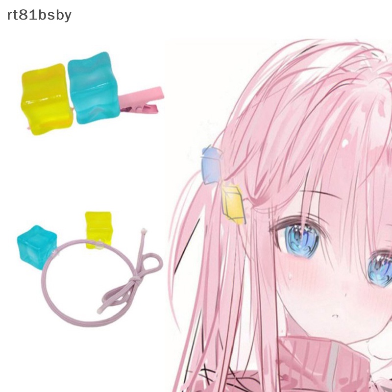 Dây Cột Tóc Co Giãn Hình Khối Lập Phương Phong Cách Anime BOCCHI THE ROCK Màu Vàng / Xanh Dương Cho Nữ