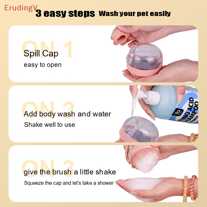 [ErudingV] Bàn Chải Chà Rửa Bằng Silicon Linh Hoạt Cầm Tay Chà Rửa Cho Thú Cưng