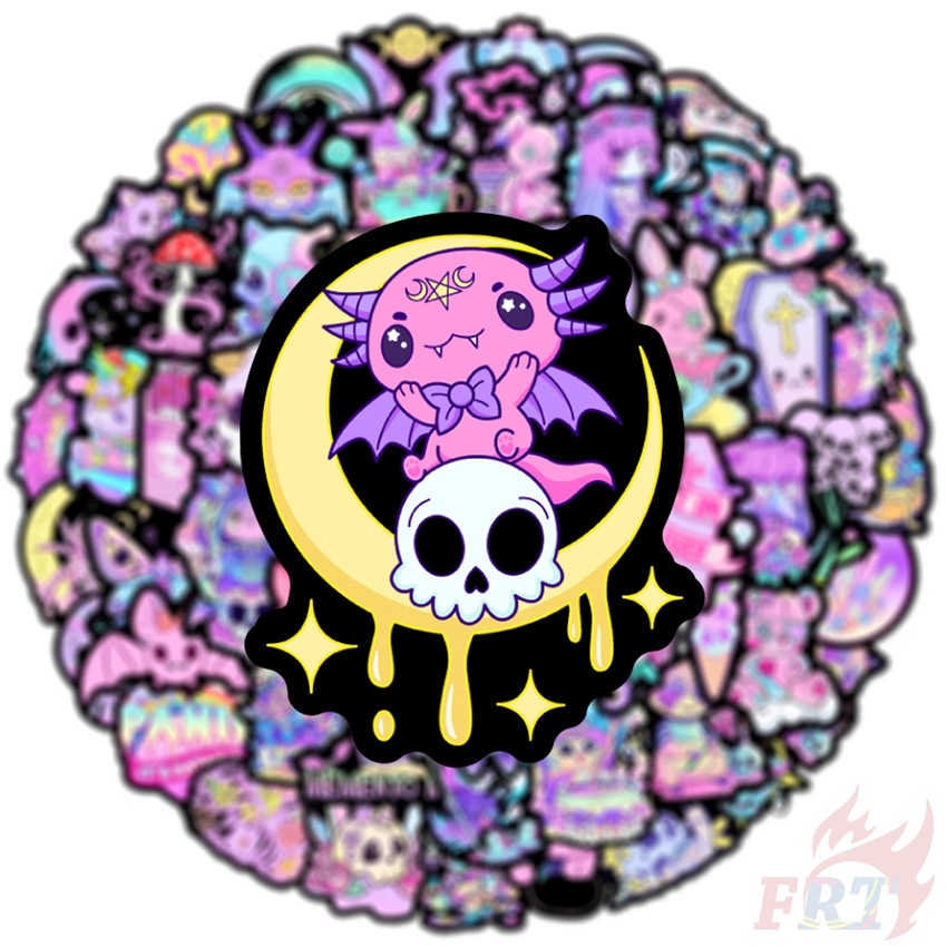❉ Vòng Cổ Màu Tối Phong Cách Gothic Cổ Điển Set 04 Sticker Dán Trang Trí Hình Kinh Dị Nghệ Thuật 04 ❉ Bộ 50 Sticker Chống Thấm Nước Họa Tiết Doodle Hợp Thời Trang