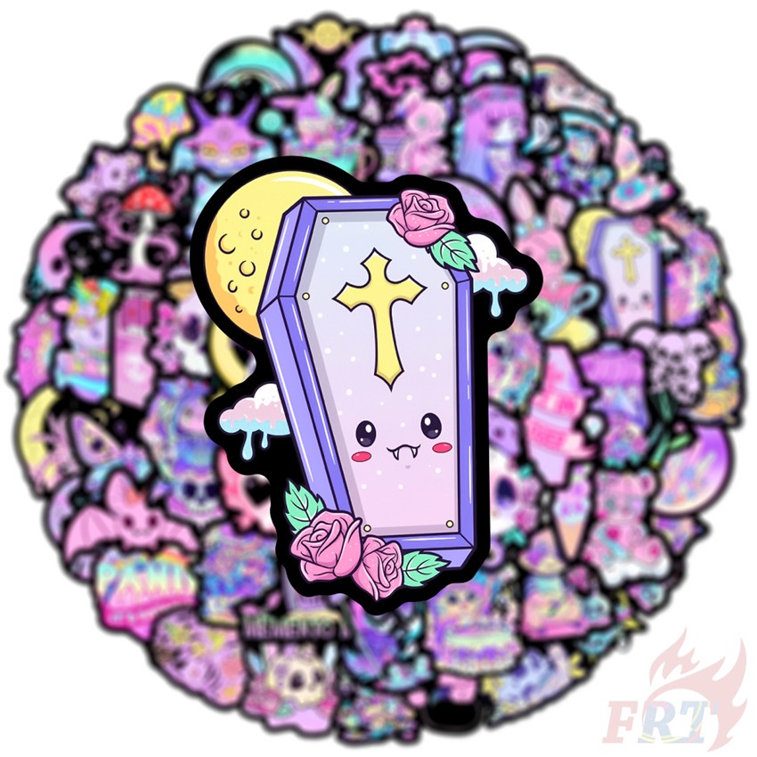 ❉ Vòng Cổ Màu Tối Phong Cách Gothic Cổ Điển Set 04 Sticker Dán Trang Trí Hình Kinh Dị Nghệ Thuật 04 ❉ Bộ 50 Sticker Chống Thấm Nước Họa Tiết Doodle Hợp Thời Trang