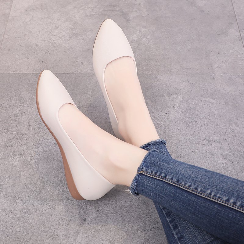 Giày Búp Bê Đế Mềm Thoải Mái Thời Trang Công Sở Cho Nữ Giày Da Màu Đen Chuyên Nghiệp Cho Máy Hút Khí Khách Sạn