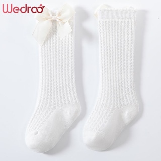 Wedroo Vớ Dài Đến Đầu Gối Phối Bèo Đính Nơ Cho Bé Sơ Sinh