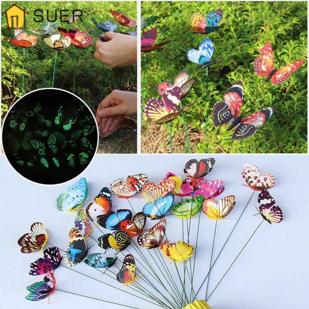 SUENIN Set 24 Bươm Bướm Nhân Tạo 10cm Nhiều Màu Sắc Dùng Để Trang Trí Sân Vườn Tiện Dụng