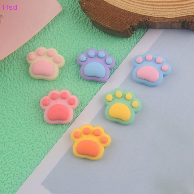 {Ffsd} Set 10 Phụ Kiện Trang Trí Điện Thoại / Sổ Tay Hình Dấu Chân Gấu Nhiều Màu Sắc DIY