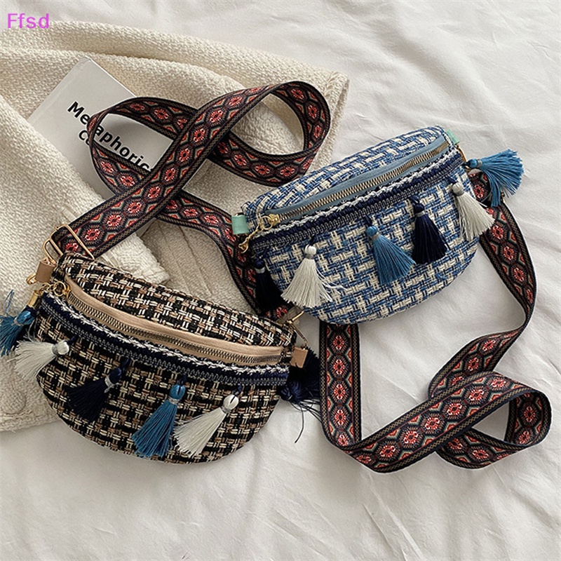 {Ffsd} Túi Đeo Chéo Vai / Đeo Hông Bằng Da Dệt Phối Tua Rua Cổ Điển Bán Chạy Dành Cho Bạn