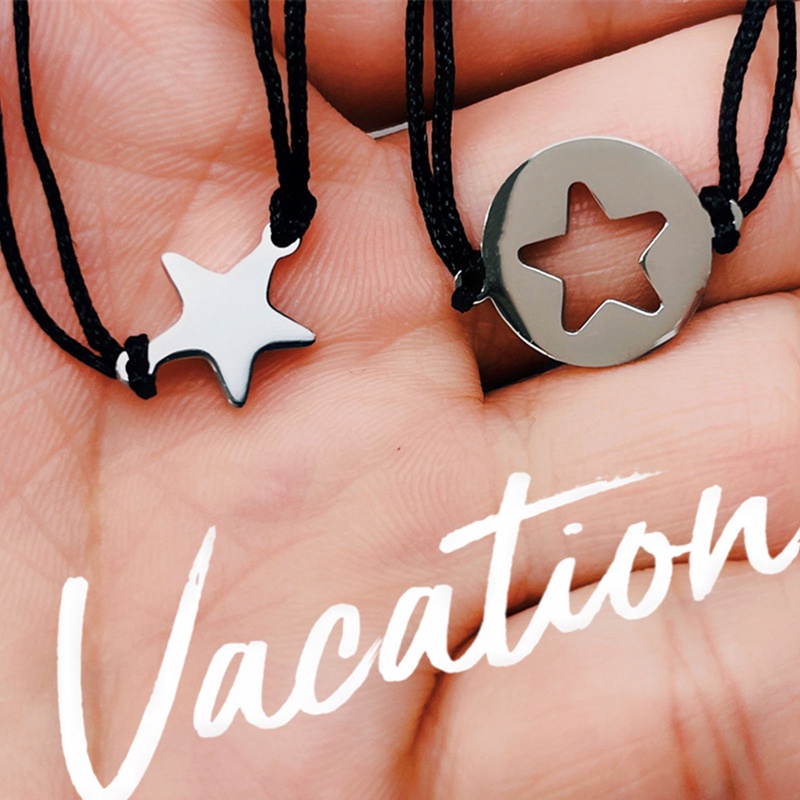 1 Cặp Vòng Tay Tình Bạn Bằng Thép Không Gỉ Thiết Kế Ngôi Sao Thời Trang Cho Nữ