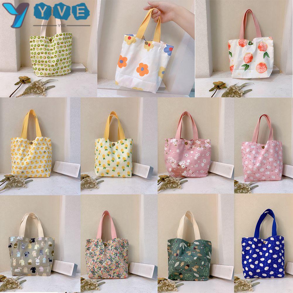 YVE Túi Đựng Cơm Trưa Bằng Cotton Mềm Gấp Gọn Có Nút Nhấn Và Tái Sử Dụng Đ