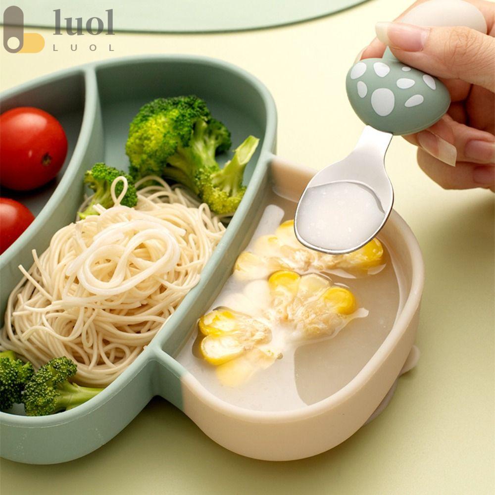 LUOL Bộ Muỗng Nĩa Bằng Thép Không Gỉ Hình Trái Cây Hoạt Hình Cho Bé Tập Ăn