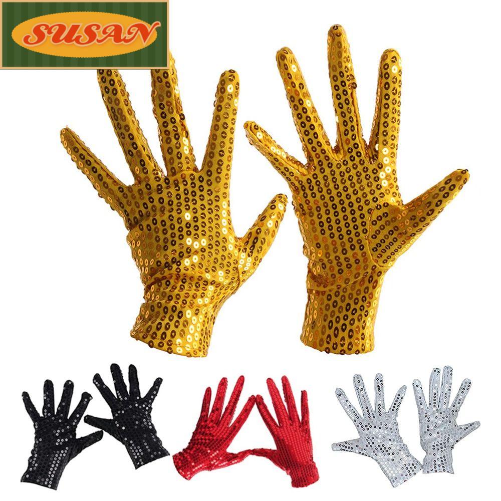 SUSANS Găng Tay Đính Kim Sa Màu Đen / Đỏ / Xanh Dương Phong Cách Gothic