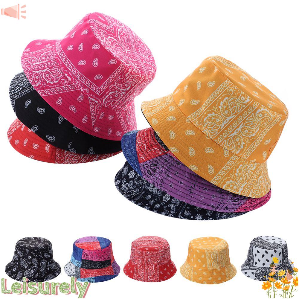 LEILY Mũ Bucket Hai Mặt In Họa Tiết Paisley Thời Trang Mùa Hè