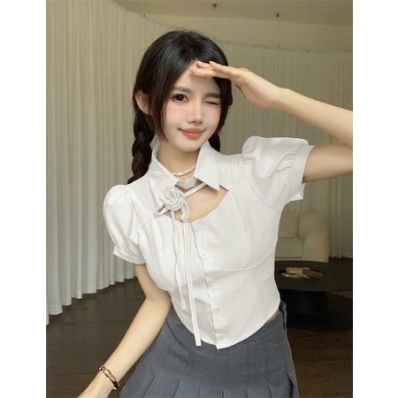Áo Sơ Mi Khoét Lỗ Phong Cách Pháp Thanh Lịch