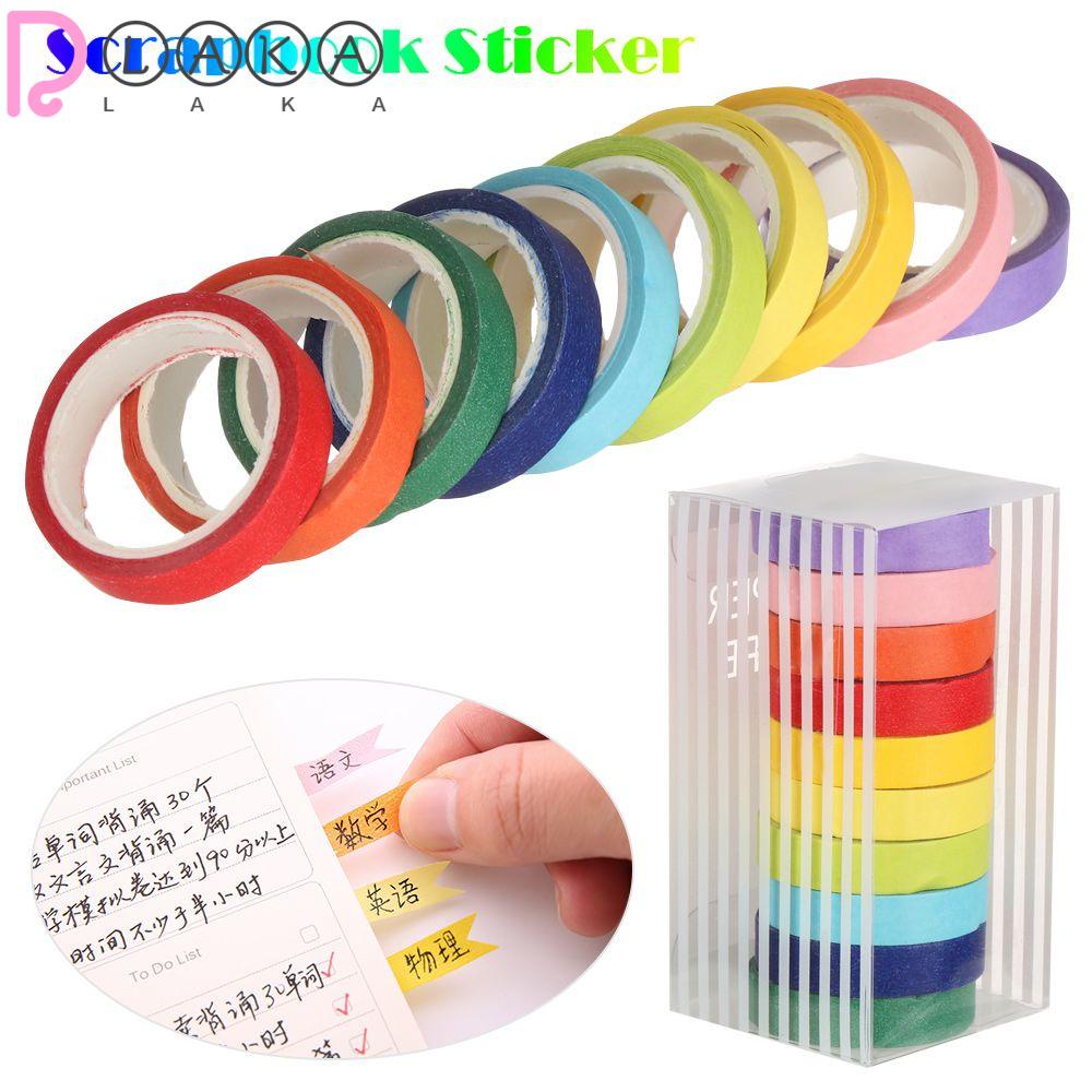 LAKAMIER Hộp 10 Cuộn Băng Dính Washi Hình Cầu Vồng Trang Trí Scrapbook