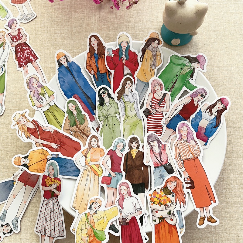 Bộ 60 Tấm Sticker Hình Cô Gái Đơn Giản Sáng Tạo