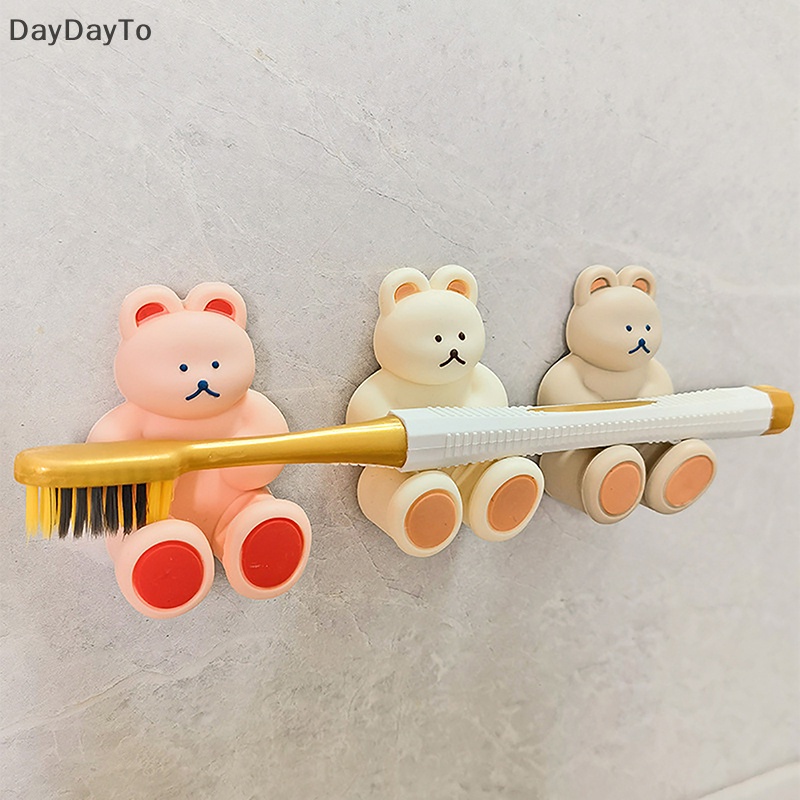 Giá Đỡ Bàn Chải Đánh Răng &amp; Móc Hít Chân Không Hình Gấu Hoạt Hình Daydyto Sắp Xếp Gọn Gàng Có Giác Hút