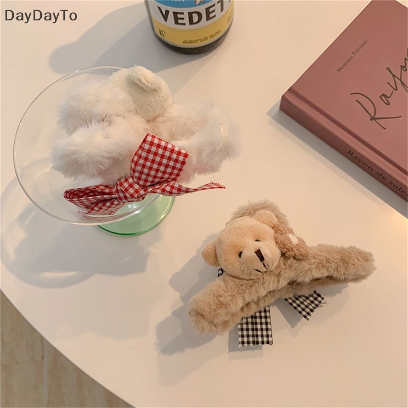 Kẹp Tóc Hình Thỏ / Gấu Hoạt Hình Bằng Lông Nhung Phong Cách Hàn Quốc Cho Nữ