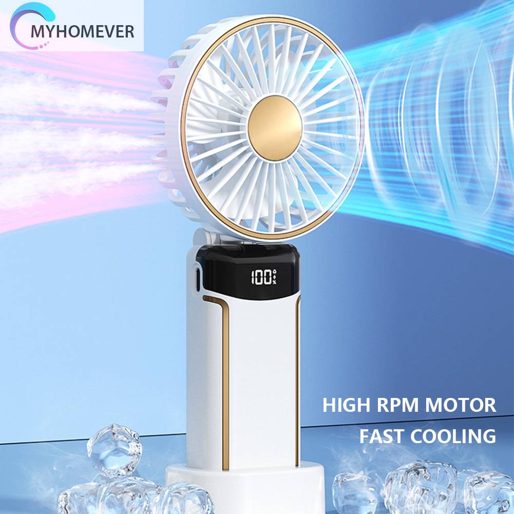 Quạt Cầm Tay Mini Có Thể Gấp Lại Với Màn Hình Kỹ Thuật Số Để