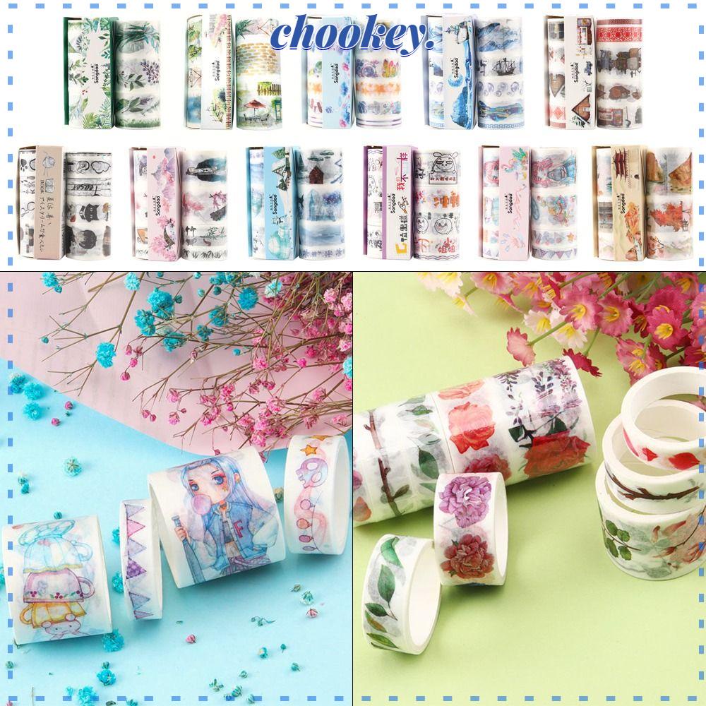 CHOOKEY Set 4 Cuộn Băng Keo Dán Trang Trí Sổ Tay DIY