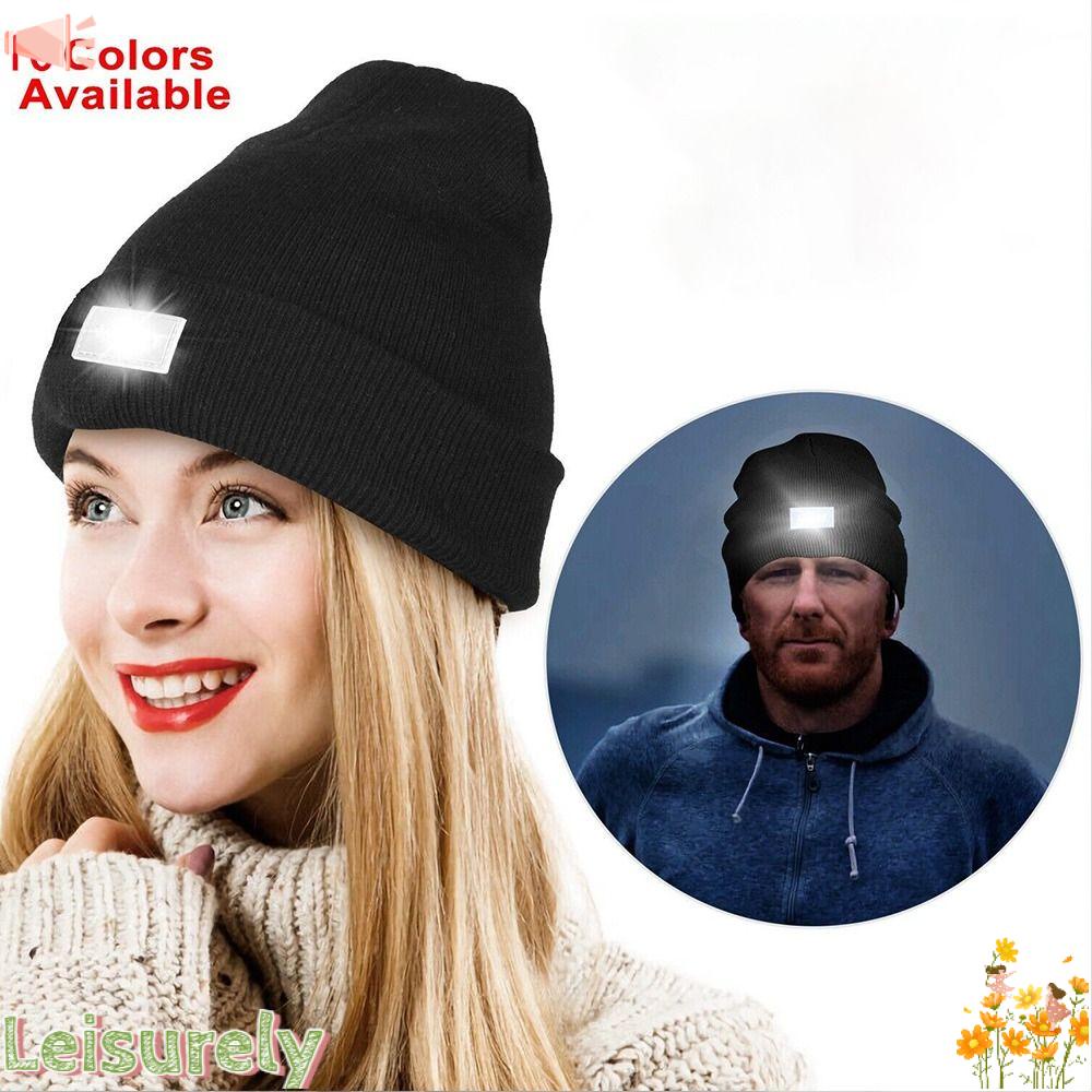 LEILY Bán Chạy Mũ Len Beanie Có Đèn LED Unisex