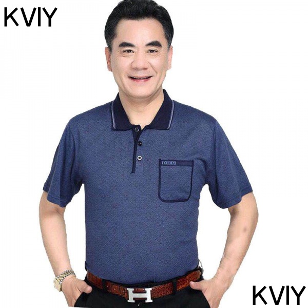 Áo Thun Cotton Tay Ngắn Phối Túi Thời Trang Dành Cho Nam Giới Độ Tuổi Trung Niên 40-60 - 70