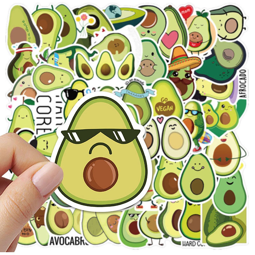 Set 50 Miếng Dán PVC Họa Tiết Trái Cây Hoạt Hình Vui Nhộn Trang Trí Vali / Máy Tính