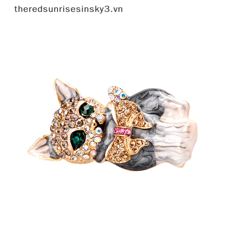 # # Thời Trang Mới Ghim Cài Áo Trang Trí Túi Xách Hình Mắt Mèo Pha Lê Tráng Men Màu Xanh Lá Cây