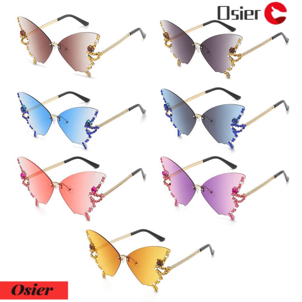 OSIER1 Kính Râm Nữ Không Gọng Đính Đá Y2K