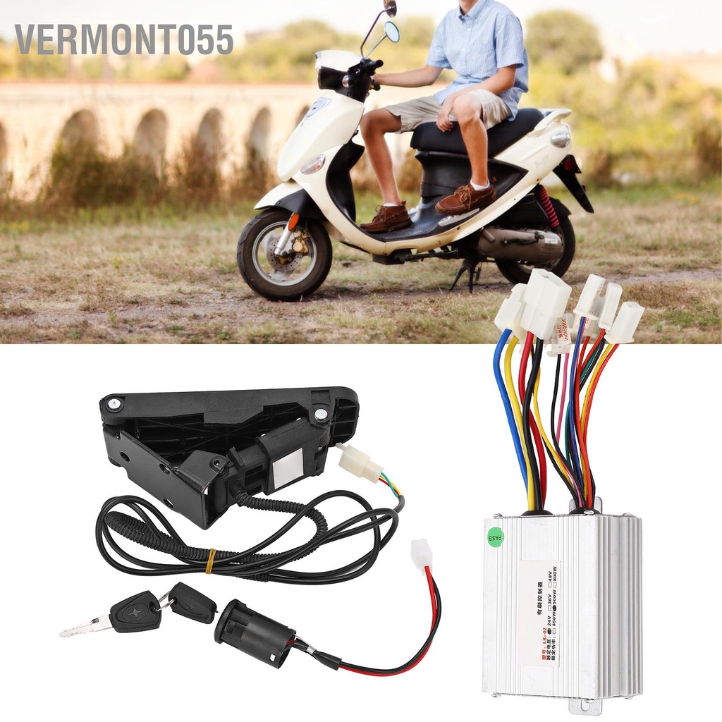 Vermont055 Bộ điều khiển động cơ tốc độ 24V 500W và bàn đạp ga có phím khóa cho xe điện Scooter