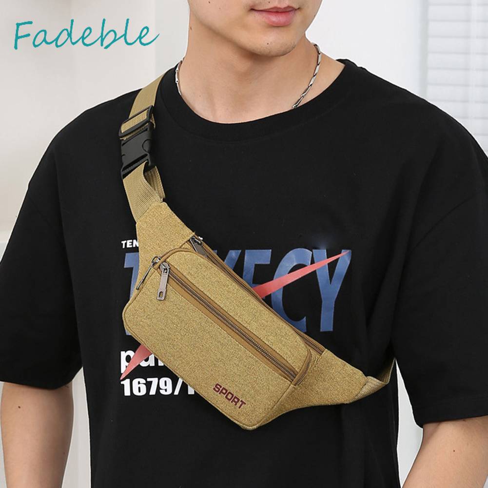 Túi Đeo Chéo Thể Thao Bằng Vải Canvas Thoáng Khí Có Khóa Kéo Tiện Dụng