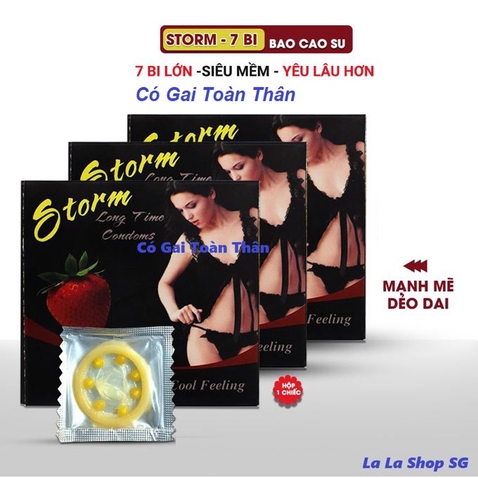  Hộp Bao Cao Su Bi STORM - 7 Bi Lớn, Hương Dâu