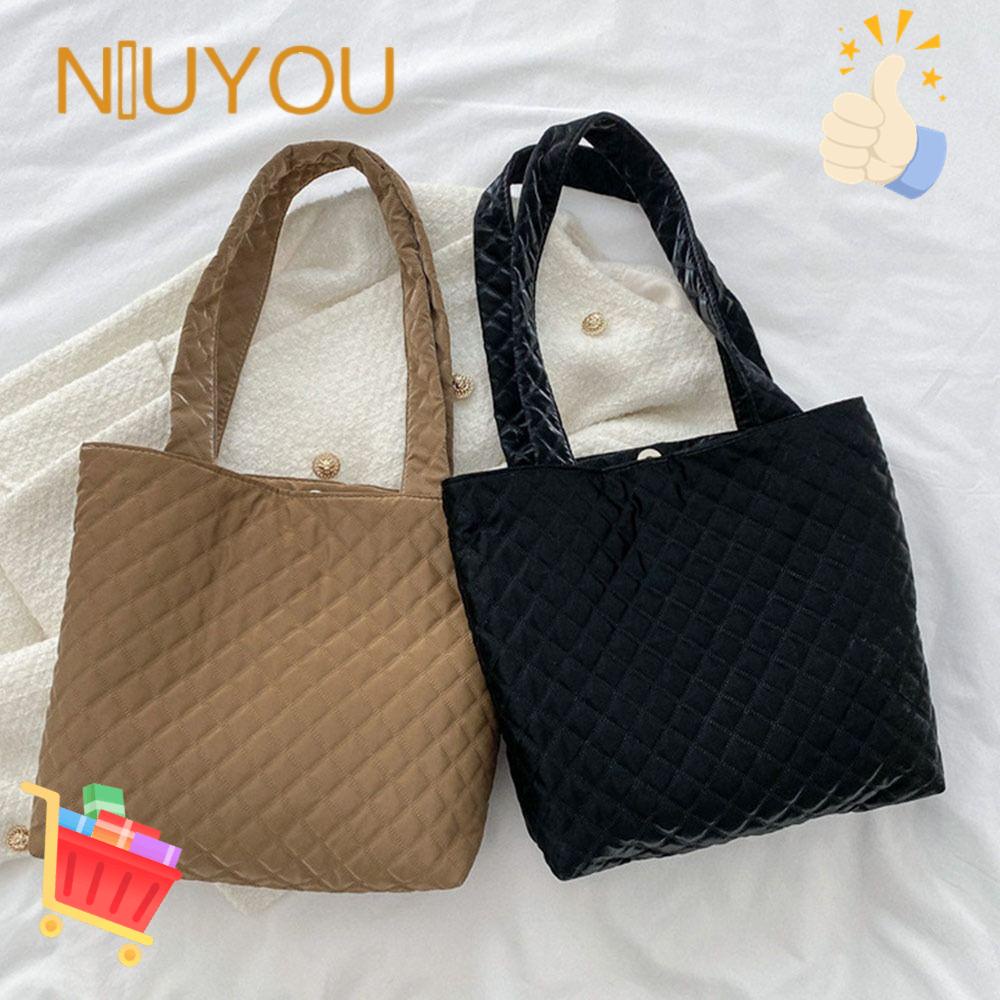 NIUYOU Túi Xách Cotton Màu Trơn Sức Chứa Lớn Mềm Mại Cho Nữ