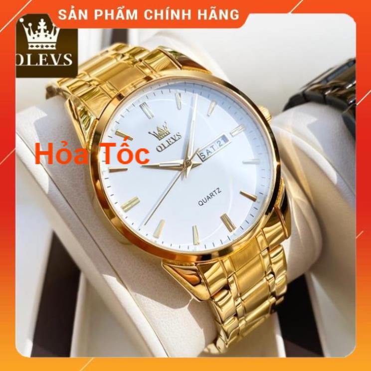 Đồng hồ quartz OLEVS 6898G dây thép không gỉ dạ quang chống vô nước chính hãng cho nam