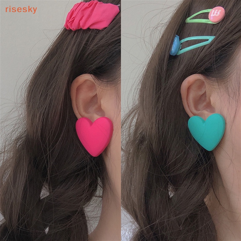 Bông Tai Acrylic Hình Trái Tim Phong Cách Bohemian Cổ Điển