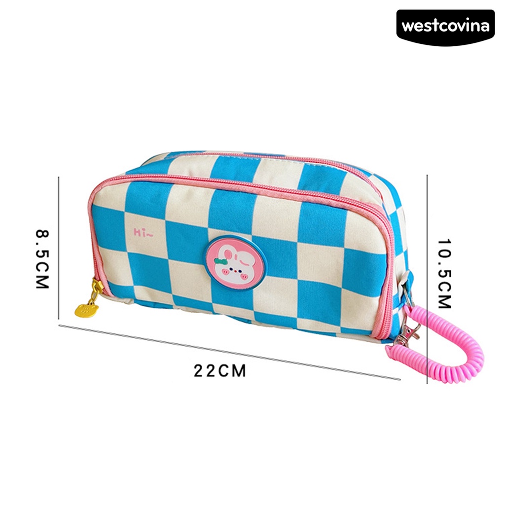 [WSTN]✎Hộp Đựng Bút Họa Tiết Kẻ Ô Dày Dặn Chống Bụi Bẩn Tiện Dụng Cho Trường Học