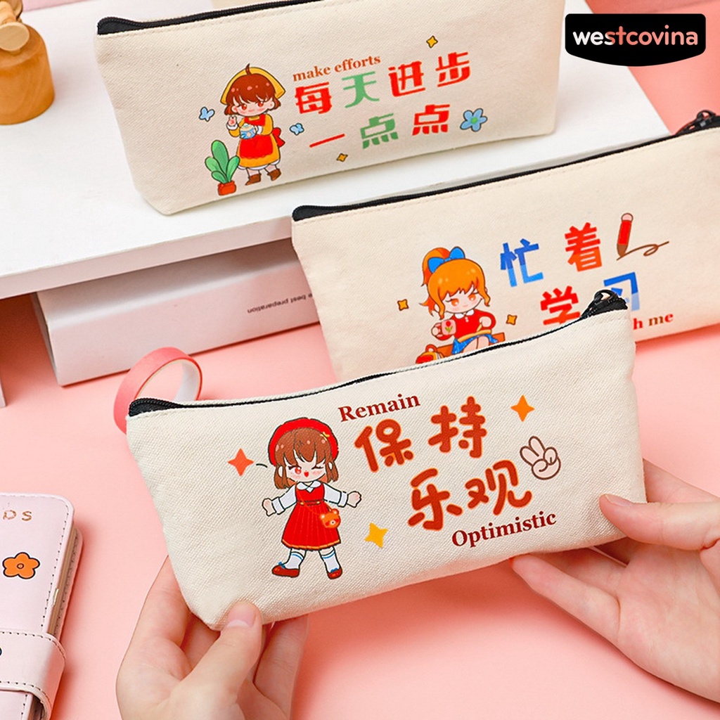 [WSTN]✎Túi Đựng Bút Có Khóa Kéo Họa Tiết Hoạt Hình Dễ Thương