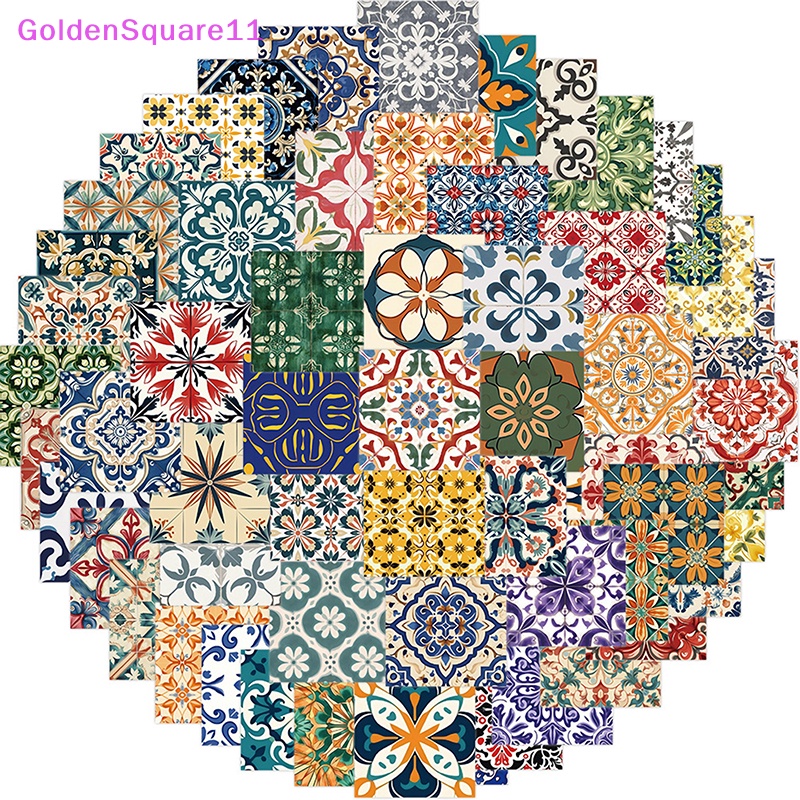 Bộ 62 Miếng Dán Trang Trí Xe Hơi / Vali / Laptop / Sổ Tay Hình Viên Gạch Kiểu Vintage