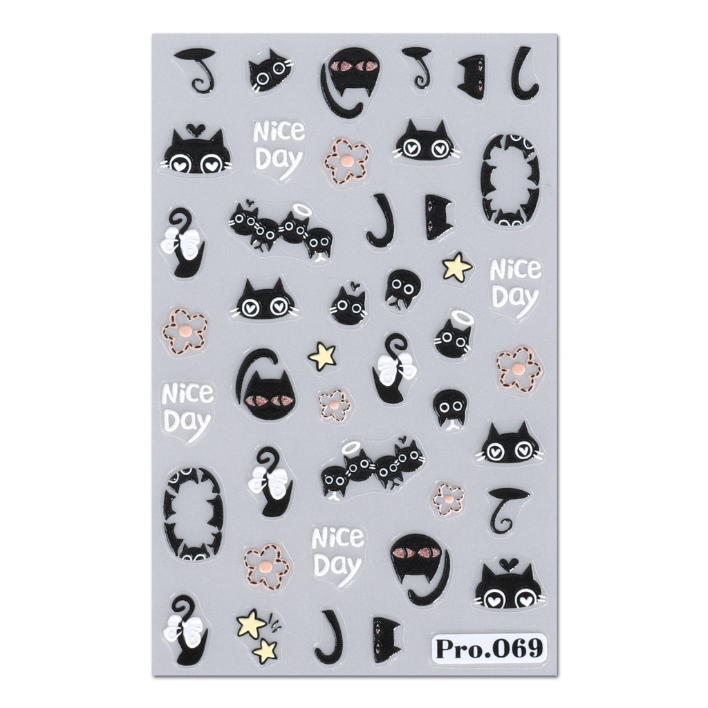 Miếng Dán Trang Trí Móng Tay Họa Tiết Hoạt Hình Gấu / Mèo Graffiti Dễ Thương Cho Bé