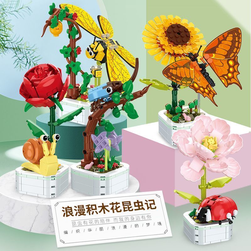 Bộ Đồ Chơi Lắp Ráp Mô Hình Lego Hình Hoa Bướm Bọ Rùa Dành Cho Bé Trai Gái
