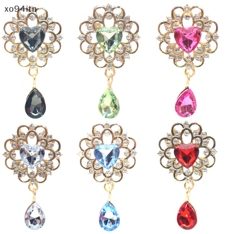 Ghim Cài Áo Đính Đá Pha Lê Hình Giọt Nước Và Trái Tim