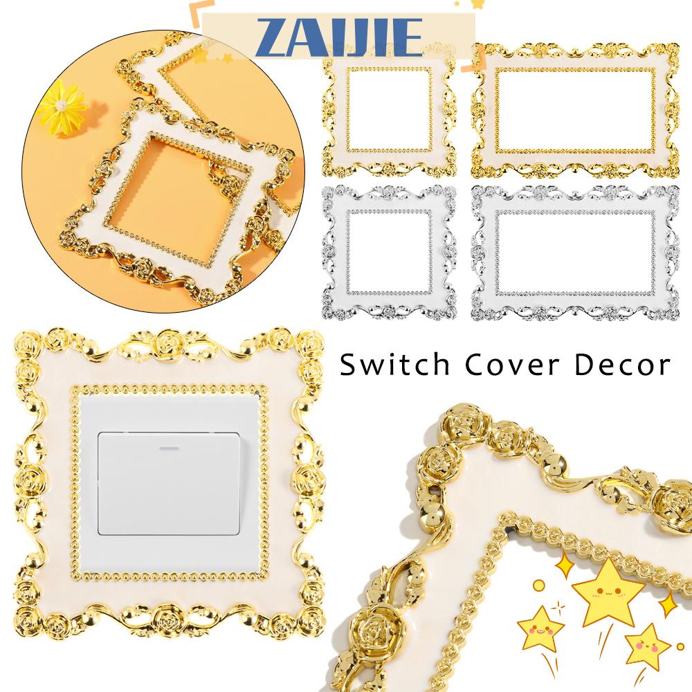 ZAIJIE24 Vỏ Bọc Công Tắc Đèn Gắn Tường Bằng Nhựa Resin Màu Vàng / Bạc