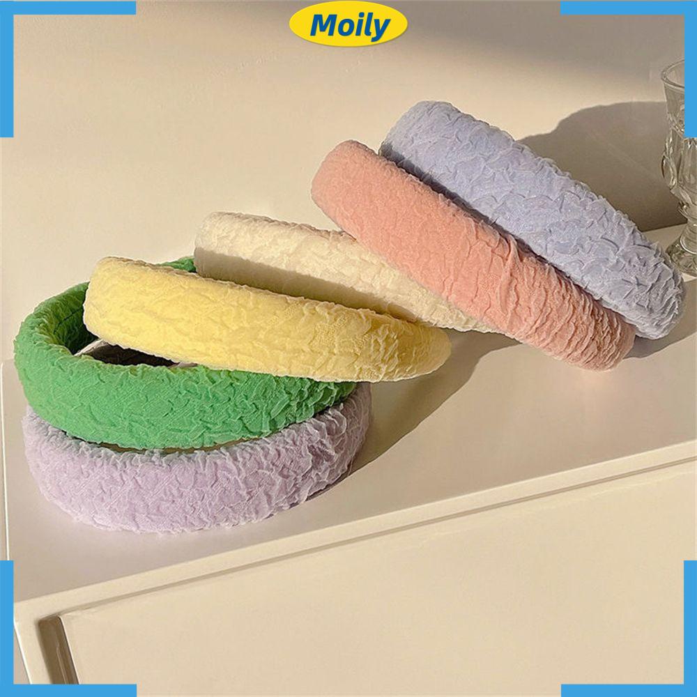 MOILYVN Băng Đô Cài Tóc Bằng Xốp Màu Trơn Dễ Thương Thời Trang Cho Nữ