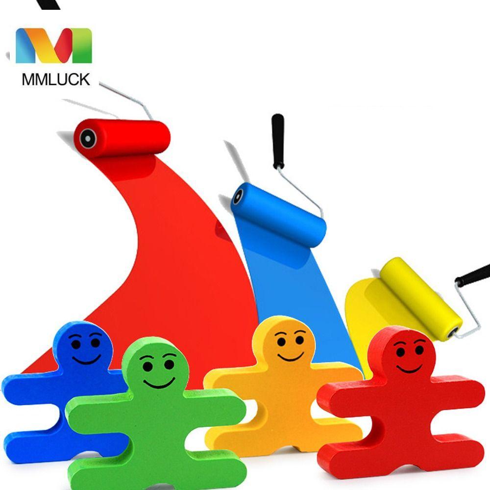 Bộ 16 Khối Gỗ Xếp Hình Búp Bê Nhiều Màu Sắc Cho Bé