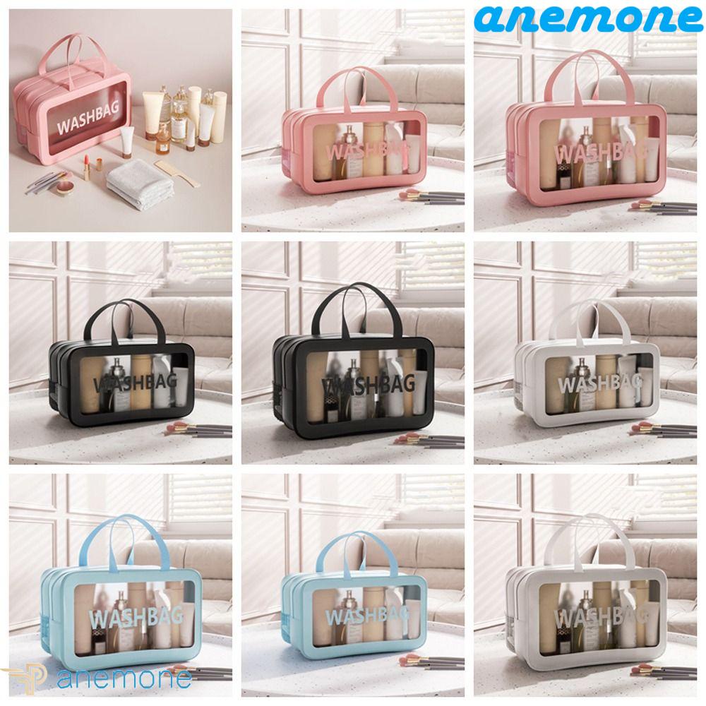 ANEMONE Túi Đựng Mỹ Phẩm Bằng PVC Hai Lớp Có Khóa Kéo Tiện Dụng