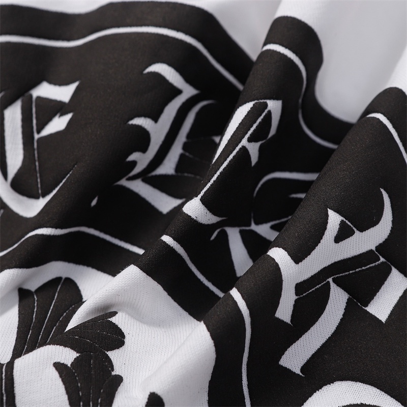 Ch-rome- Hearts88- Áo Thun Unisex Tay Ngắn In Mút Công Nghiệp Nặng