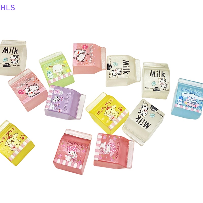 [HLS] Set 10 Miếng Dán Trang Trí Điện Thoại Hình Hộp Sữa Hoạt Hình Kawaii DIY