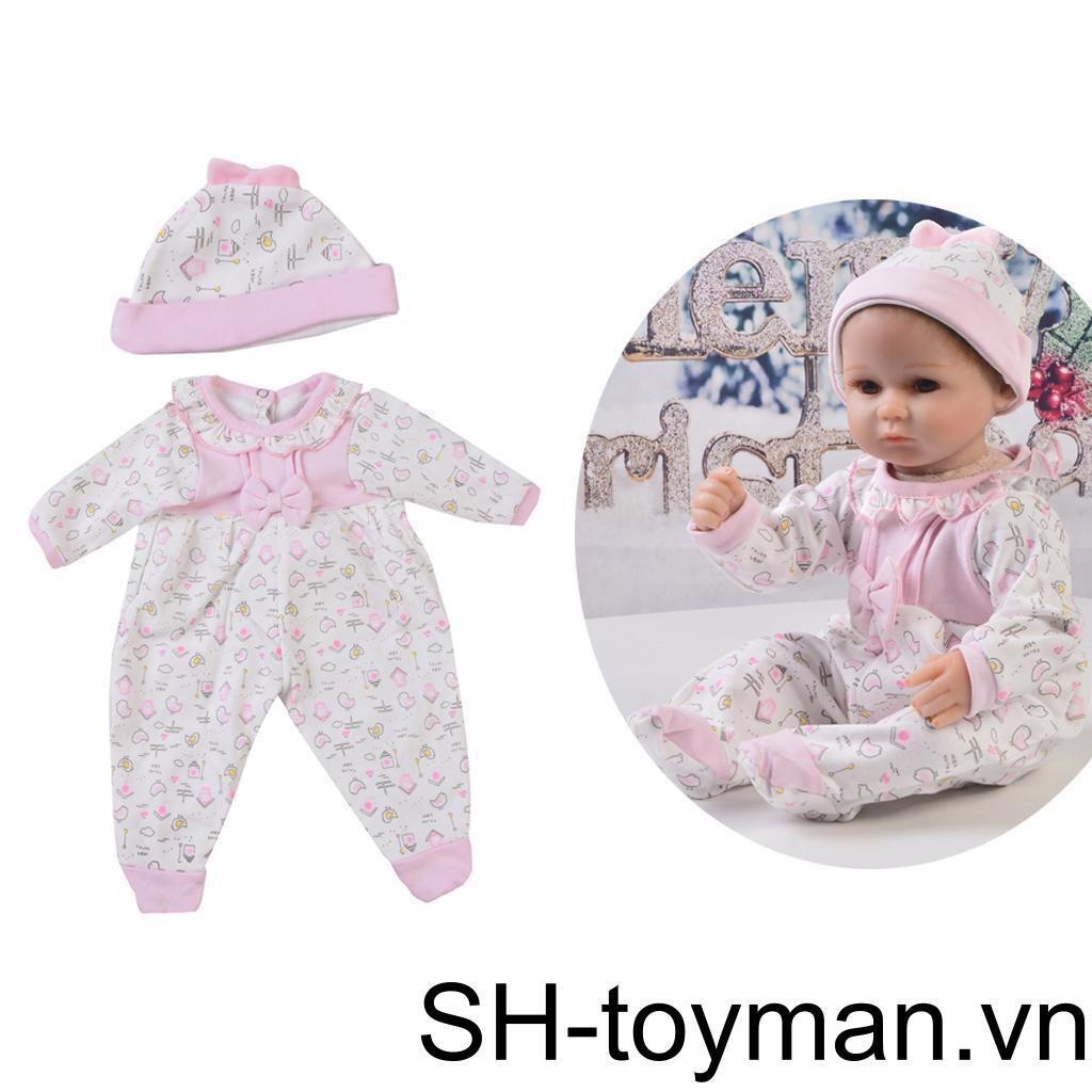 Bộ Áo Liền Quần Màu Hồng Kèm Mũ Dễ Thương Cho Búp Bê 17-18inch