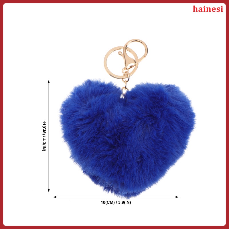 Móc Khóa Hình Trái Tim Bằng Lông Xù Trang Trí Ví / Xe Hơi