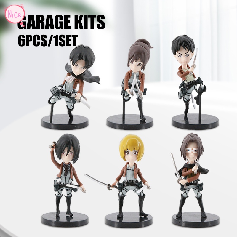 Set 6 Mô Hình Nhân Vật Phim Attack on Titan Bằng Pvc Dễ Thương