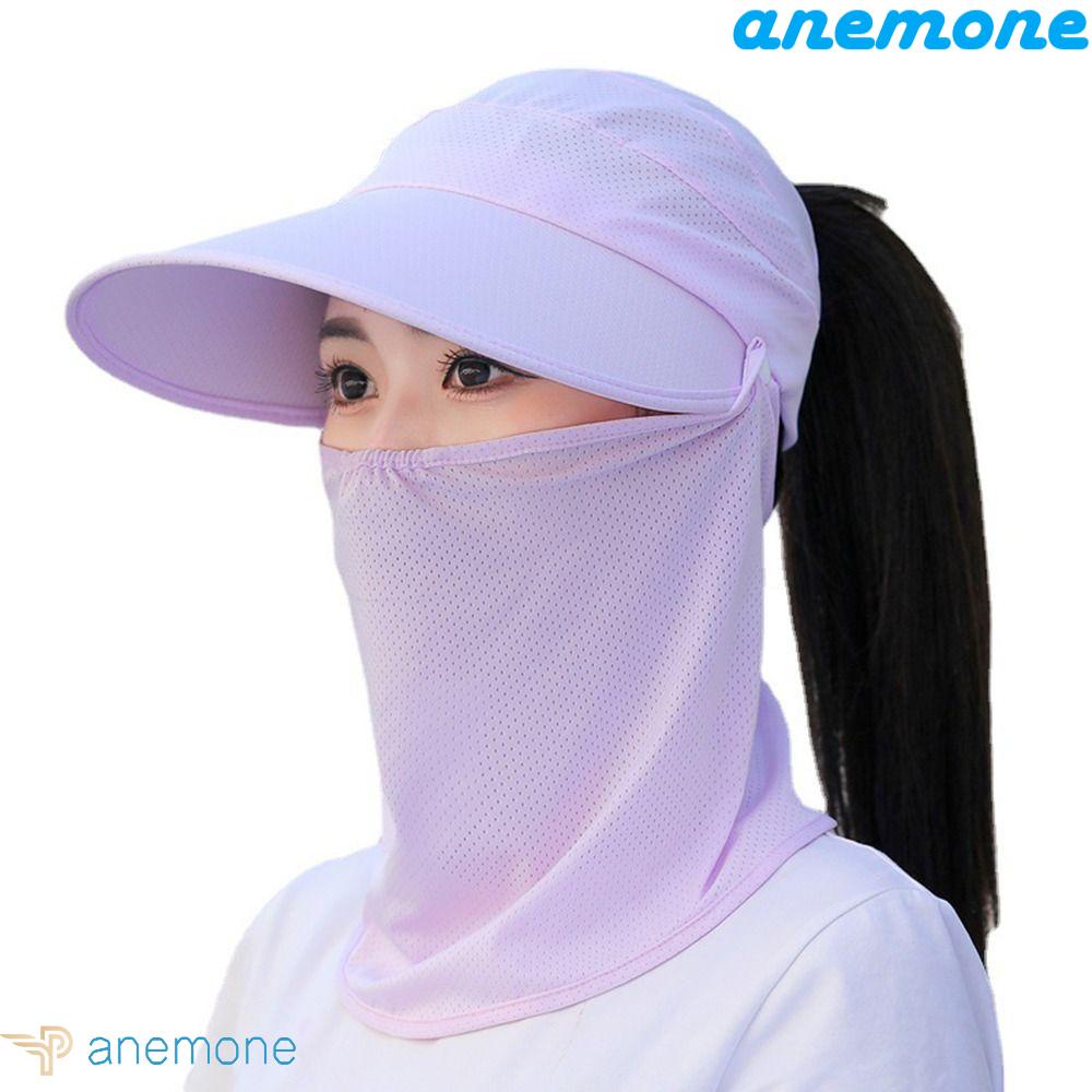 ANEMONE Mũ Chống Nắng Thoáng Khí Kèm Tấm Che Mặt Chống Tia UV Có Thể Tháo Rời Thời Trang Cho Nữ