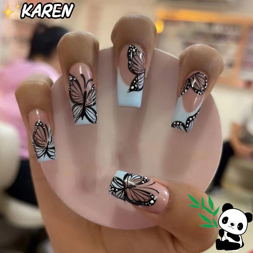 KAREN Bộ 24 Móng Tay Giả Che Phủ Toàn Diện Tháo Rời Được DIY